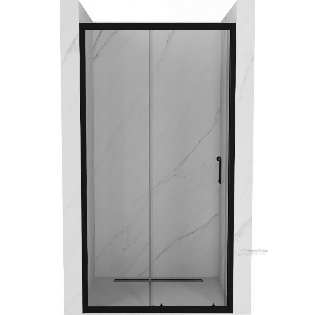 Mexen Apia, posuvné dvere do otvoru 130 x 190 cm, 5mm číre sklo, čierny profil, 845-130-000-70-00