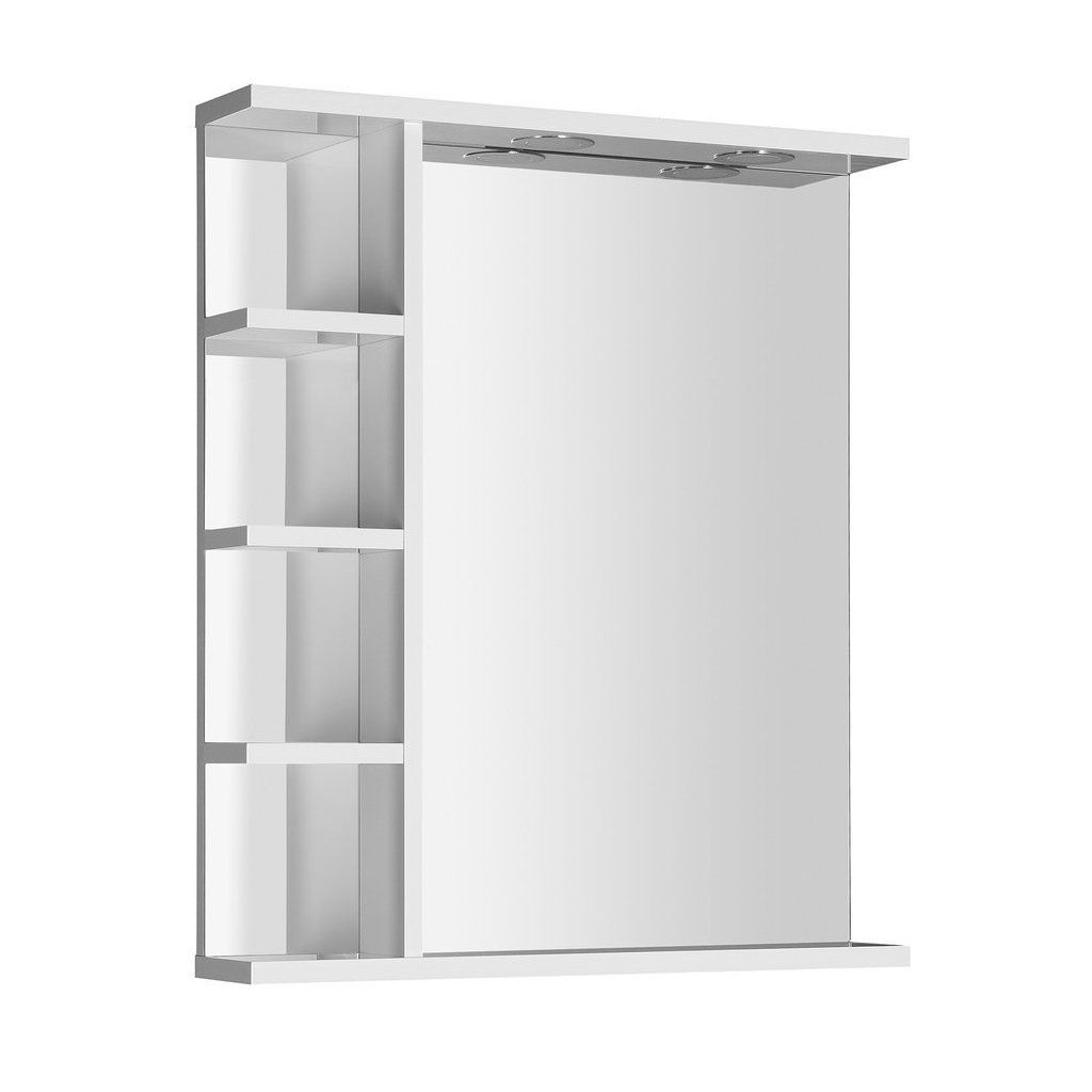 Aqualine KORIN zrkadlo s LED osvetlením a poličkami 60x70x12 cm, biela — KO370