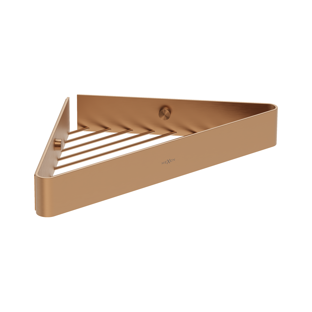 Raft de colț pentru baie Mexen Evos-C, cupru periat, oțel inoxidabil AISI 304 — 70A8514-65