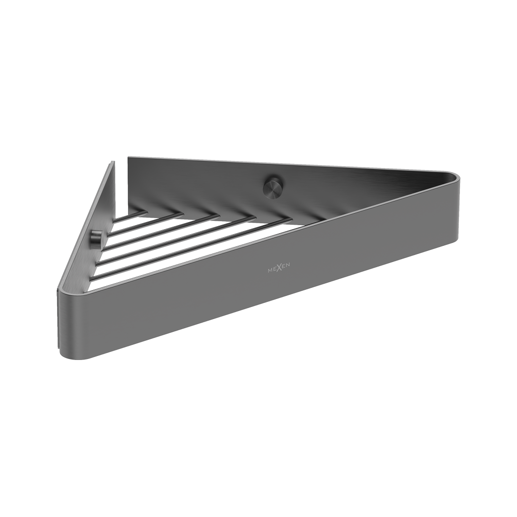 Raft de colț pentru baie Mexen Evos-C, grafit periat, oțel inoxidabil AISI 304 — 70A8514-66