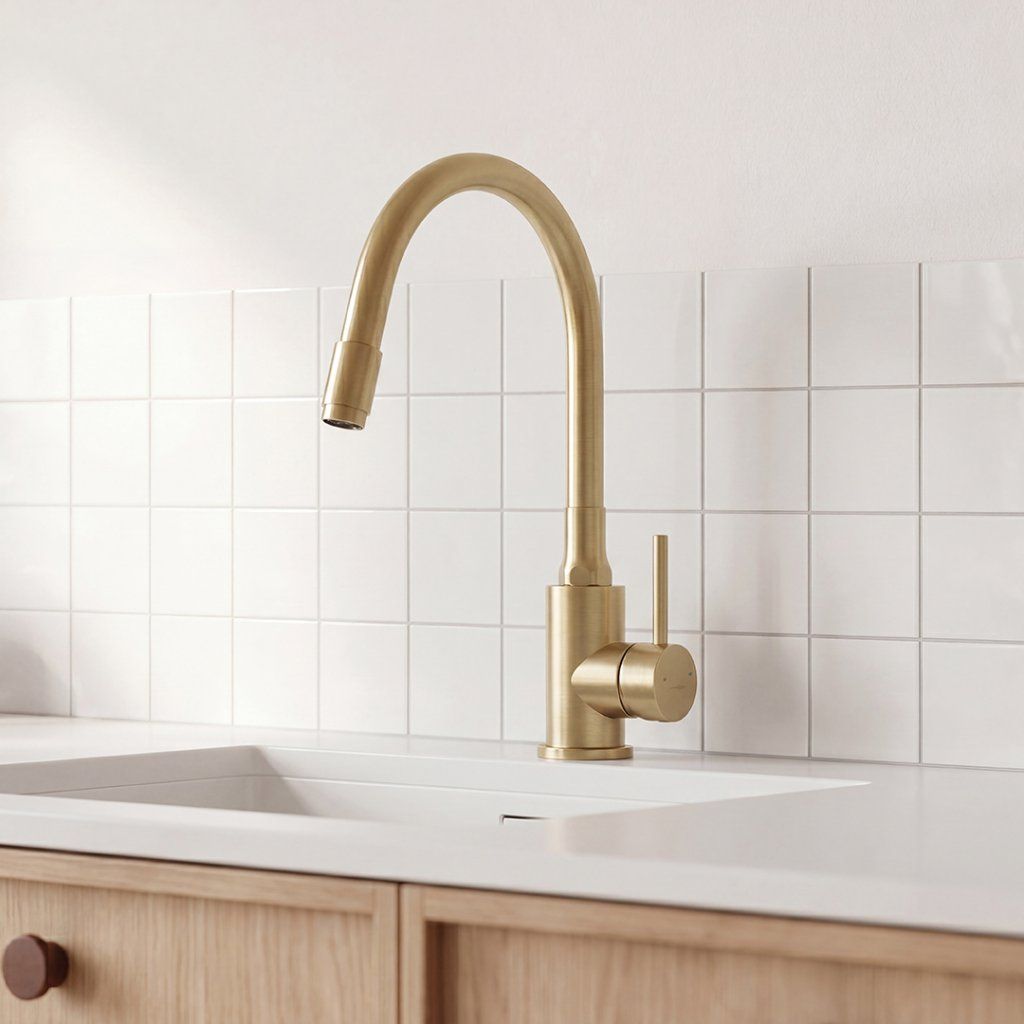 Kuchinox Navira, dřezová baterie stojící s flexibilním ramínkem, šampaňské zlato, LAV-B53_G61D – pohled