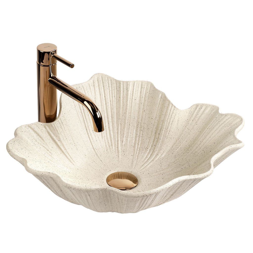 Rea Flower Vanilla, umývadlo na dosku, 47,5 × 40 cm, vanilková matná, REA-U7886
