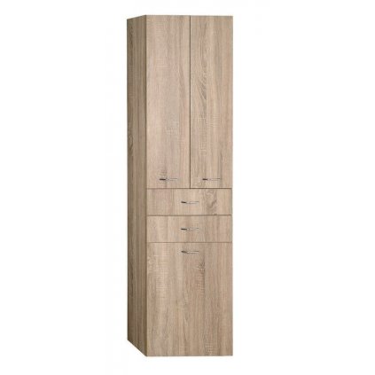 Aqualine, ZOJA/KERAMIA FRESH skrinka vysoká s košom 50x184x29cm, dub platin, 51295