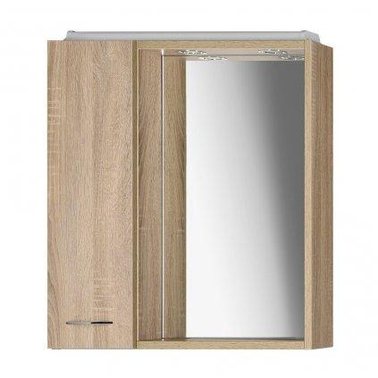 Aqualine, ZOJA/KERAMIA FRESH galérka s LED osvetlením 60x60x14cm, ľavá,dub platin, 45027