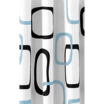 Aqualine, Sprchový záves 180x200cm, polyester, biela/čierna/béžová, ZP004