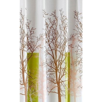 Aqualine, Sprchový záves 180x180cm, polyester, biela/zelená, strom, ZP009/180