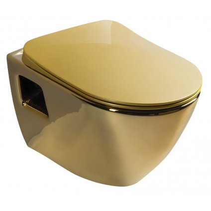 Sapho, PAULA závesná WC misa, 35,5x50cm, zlatá, TP325-AK00