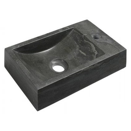 Sapho, BLOK kamenné umývadlo 40x10x22 cm, otvor vpravo, čierny Antracit, 2401-28