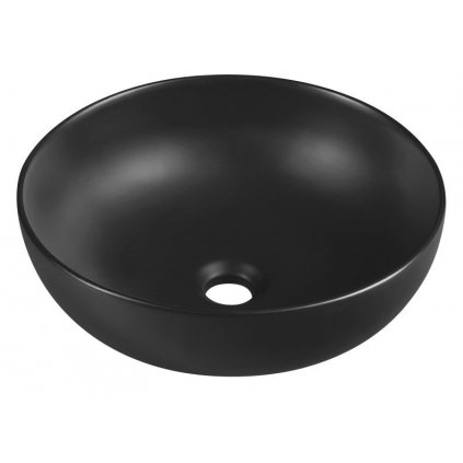 Sapho, RONDANE keramické umývadlo, priemer 41x13,5 cm, na dosku, čierna matná, AR435B