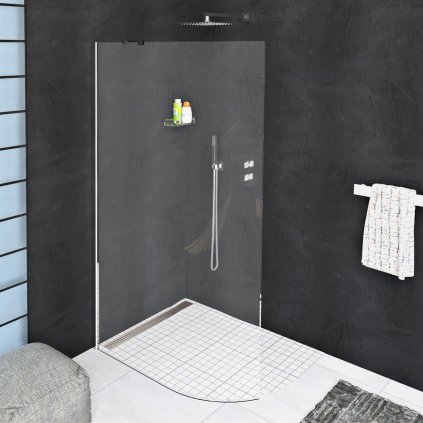 Polysan, MODULAR SHOWER stena na inštaláciu na múr, jednodielna s rádiusom, 1107 mm, MS1-120-C