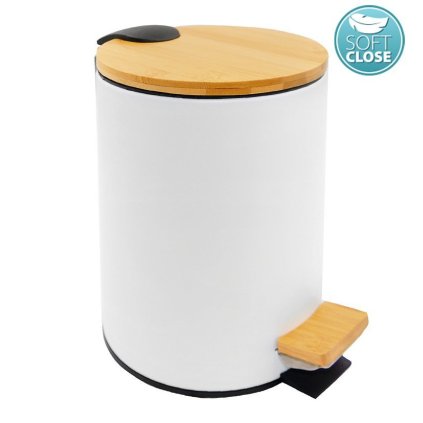 Aqualine, BAMBUS odpadkový koš guľatý 5l, biela, BI007