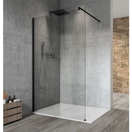 Gelco, VARIO BLACK jednodielna sprchová zástena na inštaláciu k stene, číre sklo, 1100 mm, GX1211GX1014