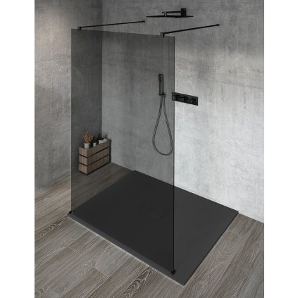 Gelco, VARIO BLACK jednodielna sprchová zástena do priestoru, dymove sklo, 1100 mm, GX1311GX2214