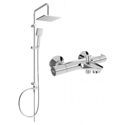 Mexen Tord vaňovo-sprchový set s dažďovou sprchou a vaňovou termostatickou batériou Nox, chrómová, 77350200-00