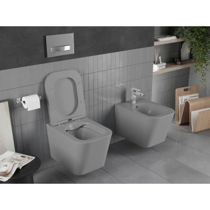 Mexen Teo WC Rimless s WC doskou slim, duroplast, svetlo-šedá matná, 30854061
