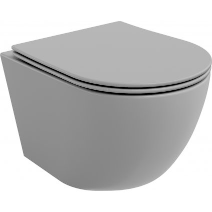 Mexen Lena WC misa Rimless s WC doskou slim, duroplast, svetlo-šedá matná, 30224061