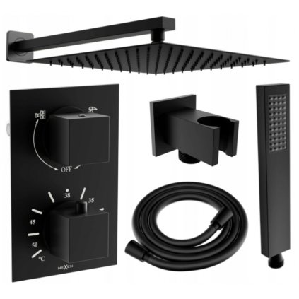 Mexen Cube DR02 podomietkový sprchový set s dažďovou sprchou 30x30 cm (6v1), čierna, 77502DR0230-70