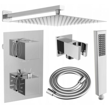 Mexen Cube DR02 podomietkový sprchový set s dažďovou sprchou 40x40 cm (6v1), chrómová, 77502DR0240-00