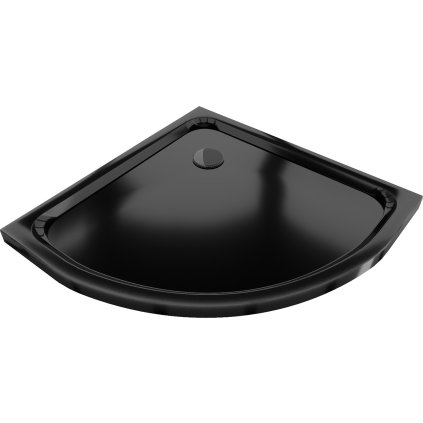 Mexen SLIM - Štvrťkruhová sprchová vanička 70x70x5cm + čierny sifón, čierna, 41707070B