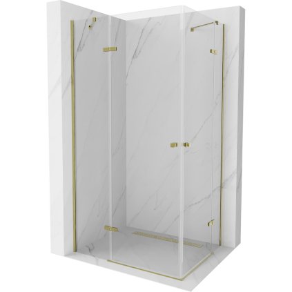 Mexen Roma Duo sprchovací kút 80 (dvere) x 70 (dvere) cm, 6mm číre sklo, zlatý profil, 854-080-070-50-00-02