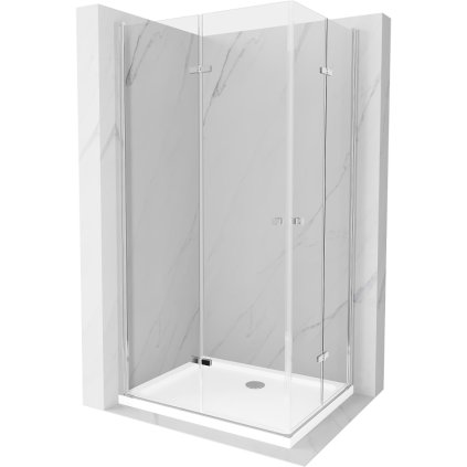 Mexen Lima Duo, sprchový kút 90 (dvere) x 80 (dvere) cm, 6mm číre sklo, chrómový profil + SLIM sprchová vanička biela 5cm + chrómový sifón, 856-090-080-01-02-4010