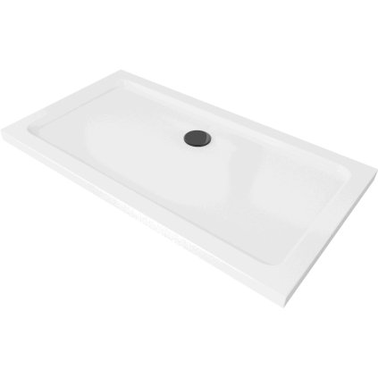 Mexen SLIM - Obdĺžniková sprchová vanička 140x70x5cm + čierny sifón, biela, 40107014B