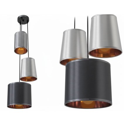 Toolight - Industriálne závesné svietidlo 3xE27 60W APP971-3cp, Biela-šedá-čierna, OSW-03212