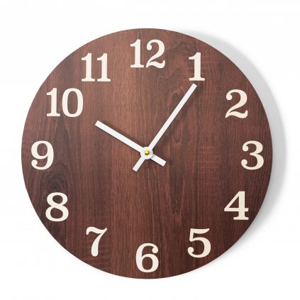 Tutumi, škandidávske drevené nástenné hodiny 30 cm MTZL20201, hnedá, ZEG-06939