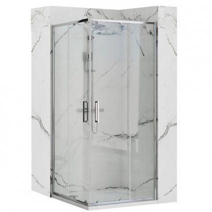 Rea Punto, sprchový kút s posuvnými dverami 90(dvere) x 90(dvere) x 190 cm, 5mm číre sklo, chrómový profil, REA-K0867