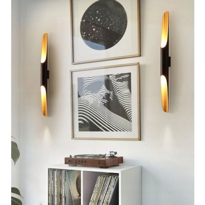Toolight - Nástenná lampa Tube 60cm 1xE27 APP299-1W, čierna-zlatá, OSW-00856