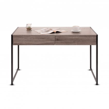 Tutumi, dizajnový kancelársky stôl na počítač 123x60x76 cm R20FFTDSK002, čierna-dub sonoma Tabac, MEB-07010