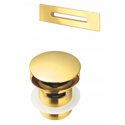 2443 2 zestaw do wanny gold korek click clack oraz przelew prostokatny
