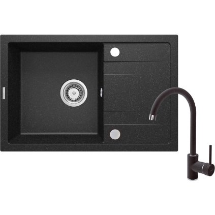 3547 zlew corio grafit granit 1k z o 670x440x175 3 5 bat z wylewka u grafit osprzet zaslepka otworu