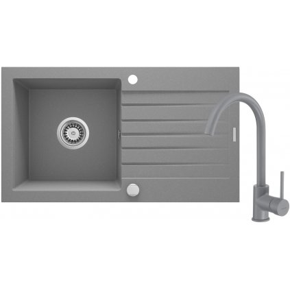 4054 1 zlew zorba szary metalik granit 1k z o 760x440x160 3 5 osprzet space saver bateria milin szara u