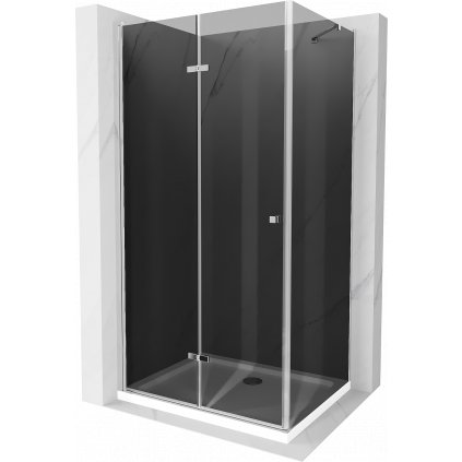 Mexen Lima, sprchový kút so skladacími dverami 90 (dvere) x 120 (stena) cm, 6mm šedé sklo, chrómový profil + slim sprchová vanička biela + chrómový sifón, 856-090-120-01-40-4010