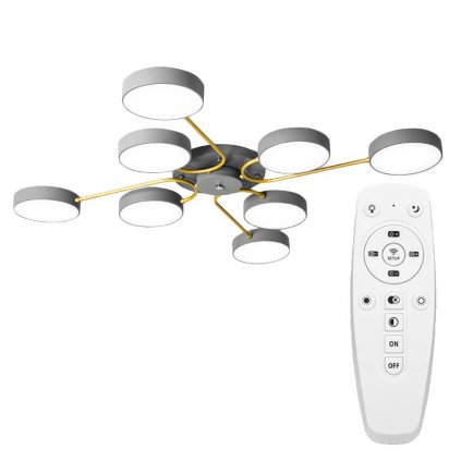 Toolight, LED stropné svietidlo 8x12W APP532-8C, šedá, OSW-08474