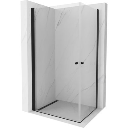 Mexen Pretoria Duo, sprchovací kút s 2-krídlovými dverami 90 (dvere) x 80 (dvere) cm, 6mm číre sklo, čierny profil, 852-090-080-70-00-02