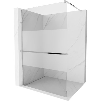 Mexen Kioto+, sprchová zástena s poličkou a držiakom na uteráky 140 x 200 cm, transparent/8mm námraza sklo, chrómový profil, 800-140-121-01-35