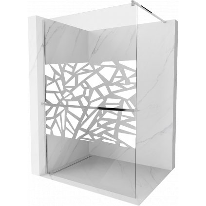Mexen Kioto+, sprchová zástena s poličkou a držiakom na uteráky 80 x 200 cm, 8mm číre sklo vzor biely, chrómový profil, 800-080-121-01-85