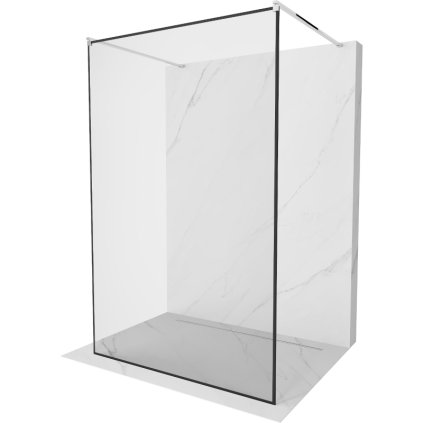Mexen Kioto, priechodná sprchová zástena 100 x 200 cm, 8mm sklo číre/čierny vzor, 2x chrómová stabilizačná rozpera, 800-100-002-01-70