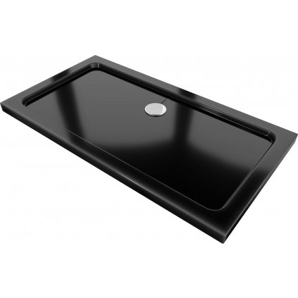 Mexen Slim, obdĺžniková sprchová vanička 120x70x5 cm, čierna, chrómový sifón, 40707012