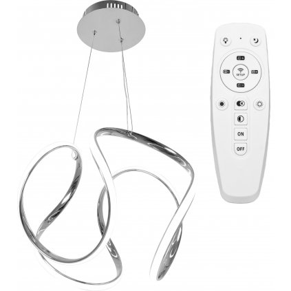 Toolight, LED závesné stropné svietidlo 60W + diaľkové ovládanie APP385-CP, chrómová, OSW-06901