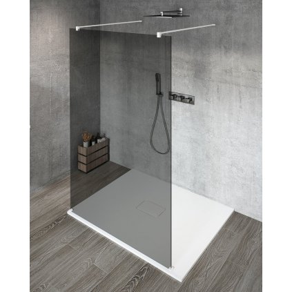 Gelco, VARIO WHITE jednodielna sprchová zástena do priestoru, dymove sklo, 1100 mm, GX1311GX2215