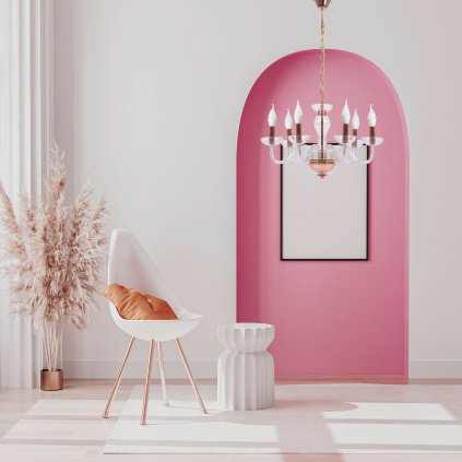 Toolight, stropná lampa na zavesenie 6xE14 APP1081-6CP, ružové zlato, OSW-00681