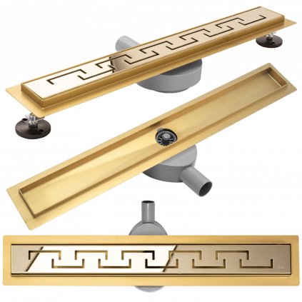 Rea Pro, lineárny odtokový žľab 80cm GREEK, zlatá lesklá, REA-G8029