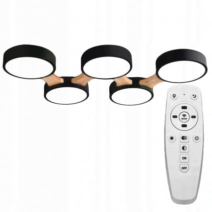 Toolight, LED stropné svietidlo 65x48x4,5cm + diaľkové ovládanie APP526-5C, čierna, OSW-08468