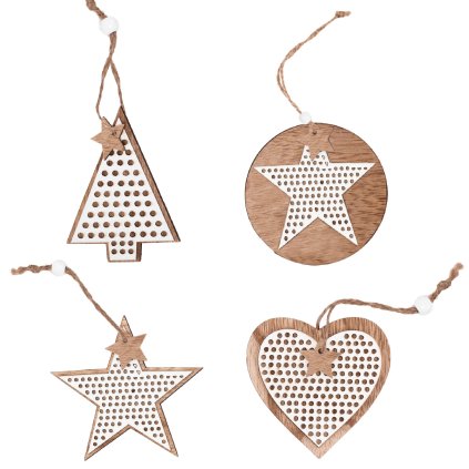 Tutumi, sada 4ks vianočných ozdôb KL-21X17, hnedá-biela, CHR-00677