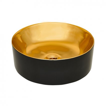 Invena Kos, keramické umývadlo na dosku 415x415x135 mm, zlatá lesklá-čierna matná, INV-CE-38-027-C