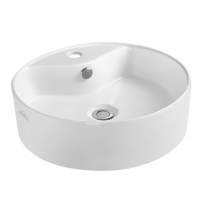 Invena Granada, okrúhle umývadlo na dosku 470x470x155 mm, biela, INV-CE-45-001-W