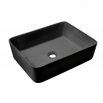 Invena Paro, keramické umývadlo na dosku 47,5x37,5x14,5 cm, čierna matná, INV-CE-36-005-C